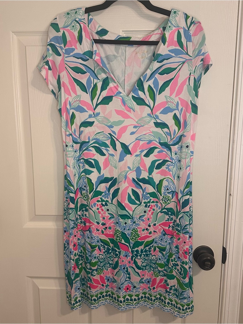 Lilly Pulitzer sophiletta short sleeve dress leaf me in paradise UPF 50+